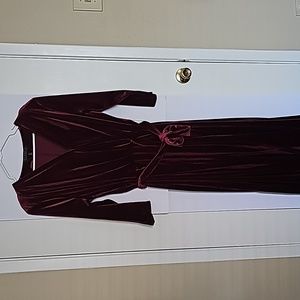 Eloquii Deep Wine Velvet Dress with Hi-Low Hemline